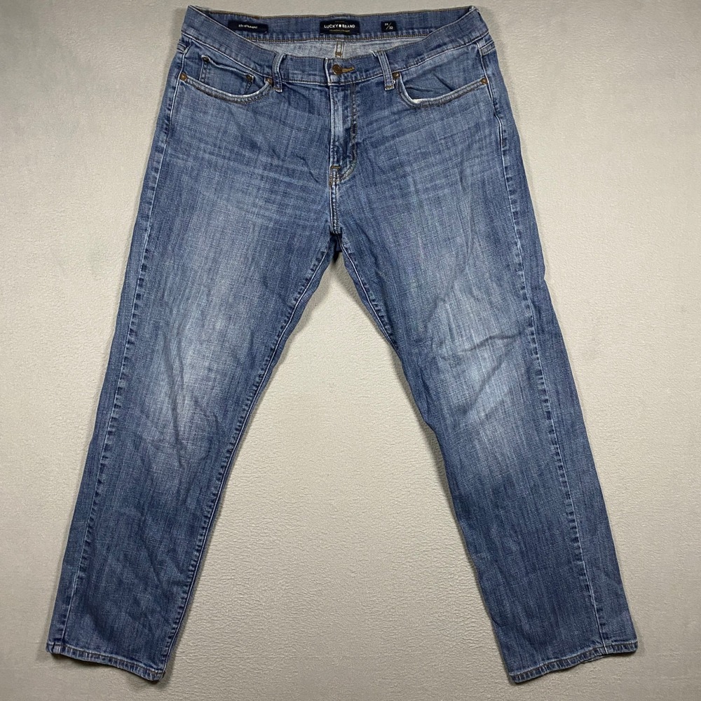 Lucky Brand 221 Straight Jeans Mens 36x32 Blue Denim Medium Wash Classic Fit